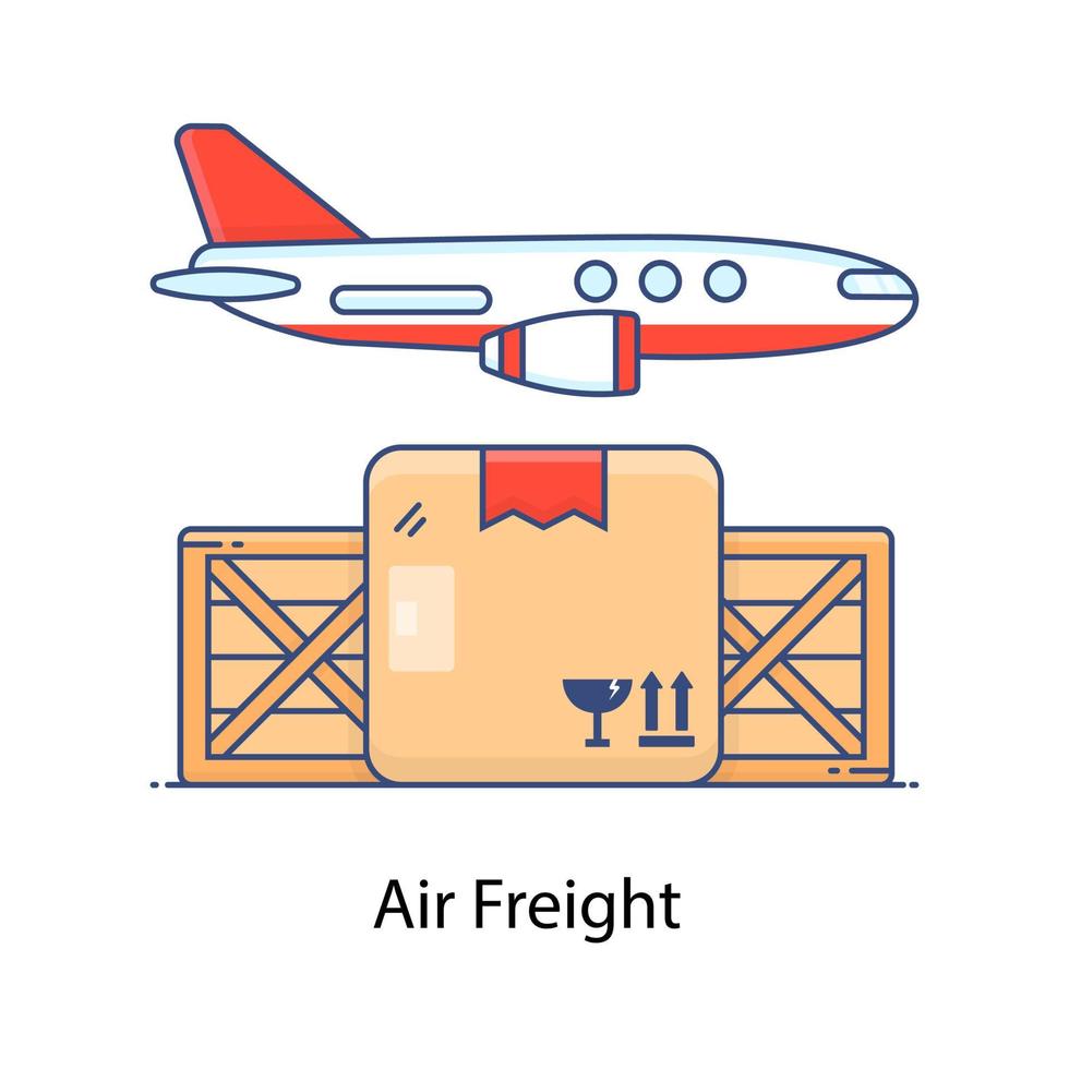 Flugzeug in der Luft ein Ikonendesign der Luftfracht im modernen flachen Stil vektor