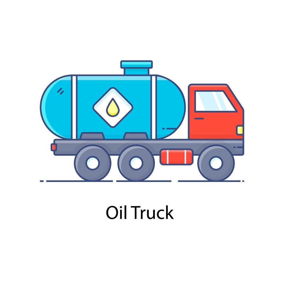 Öltanker-Vektor-Icon-Design der Kraftstofflieferung im trendigen flachen Stil vektor