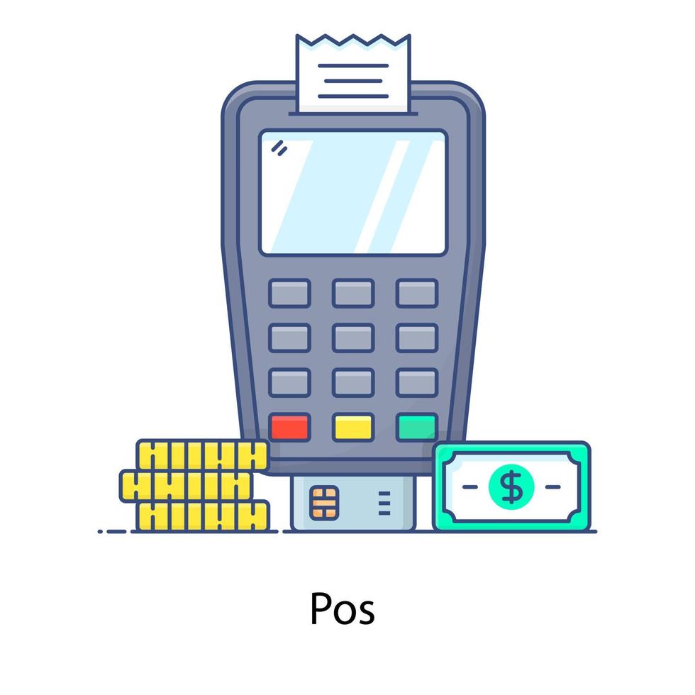 faktura- och kortsvepmaskin känd som en posterminalvektor i platt design vektor