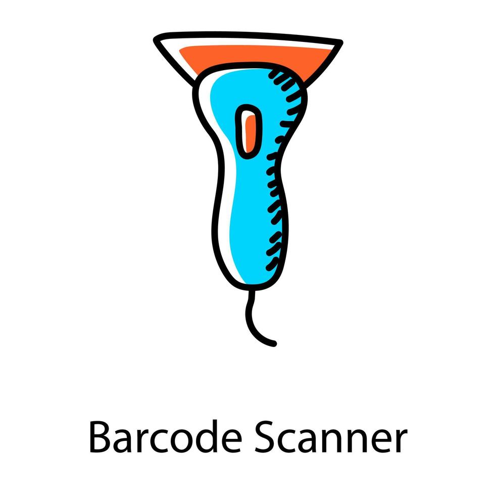 Doodle-Design des bearbeitbaren Vektors des Barcode-Scanner-Symbols vektor