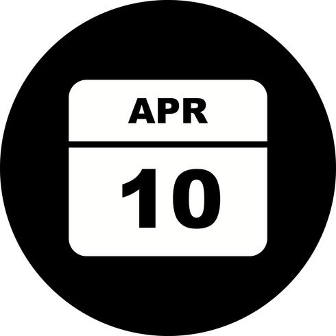 10 april Datum på en enkel dagskalender vektor