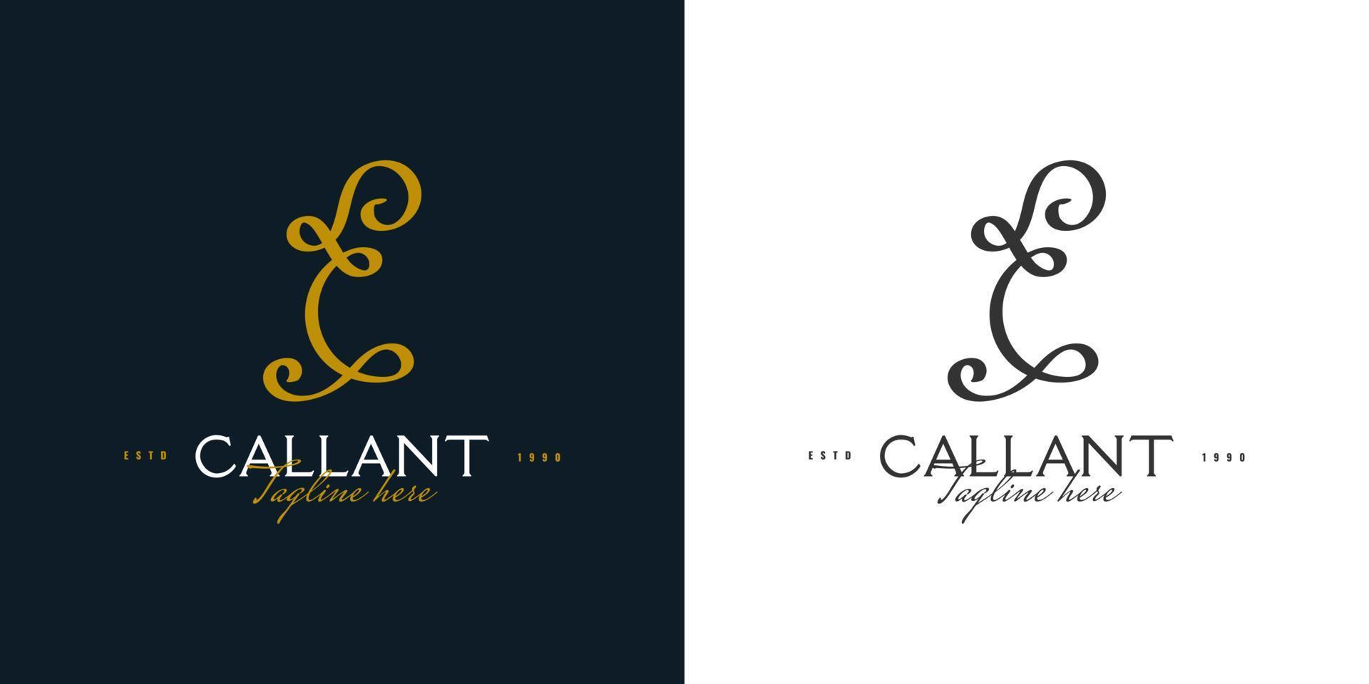 elegant bokstav c logotypdesign med handstil. c signaturlogotyp eller symbol för bröllop, mode, smycken, boutique, botanisk, blommig eller affärsidentitet vektor