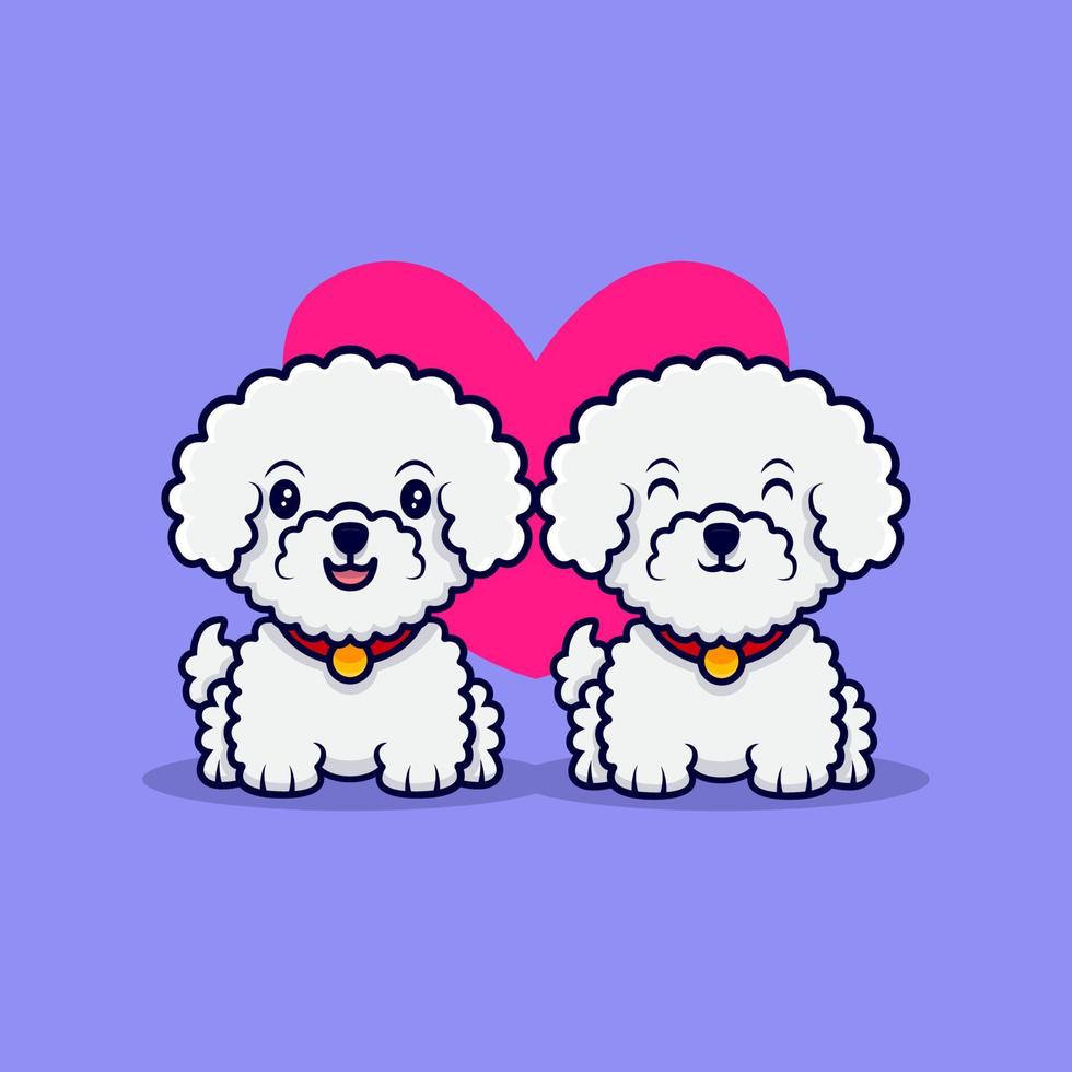 süßer Bichon Frise Hund verlieben sich in Cartoon-Symbol-Illustration vektor