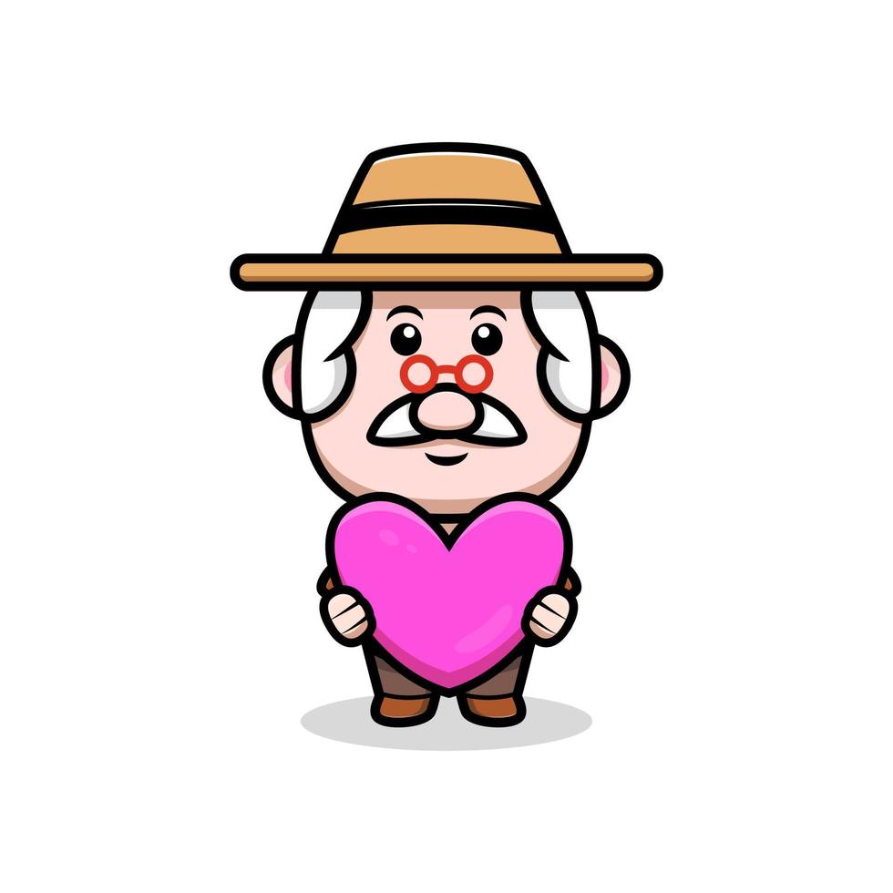 süße Großvater-Maskottchen-Cartoon-Symbol. Kawaii-Maskottchen-Charakterillustration für Aufkleber, Poster, Animationen, Kinderbücher oder andere digitale und gedruckte Produkte vektor
