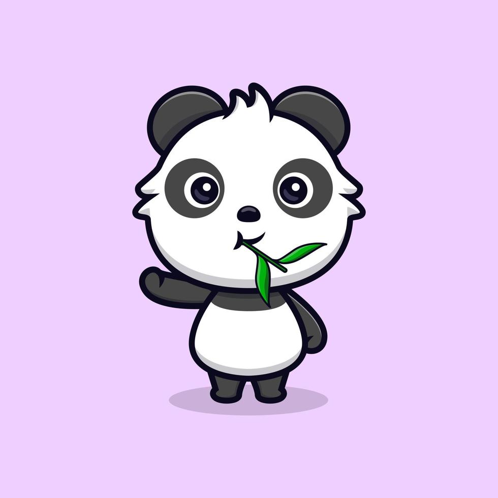 niedliche Panda-Maskottchen-Cartoon-Symbol. Kawaii-Maskottchen-Charakterillustration für Aufkleber, Poster, Animationen, Kinderbücher oder andere digitale und gedruckte Produkte vektor