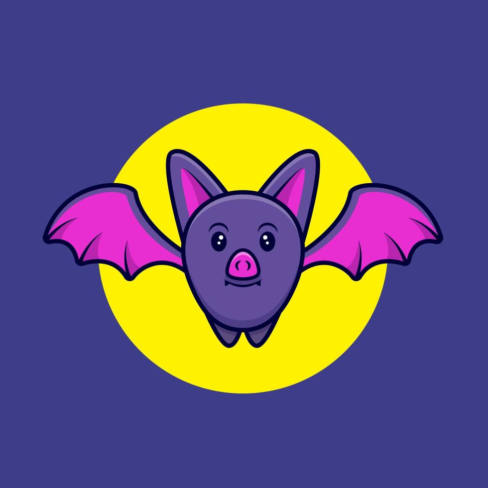 niedliche Fledermaus-Maskottchen-Cartoon-Symbol. Kawaii-Maskottchen-Charakterillustration für Aufkleber, Poster, Animationen, Kinderbücher oder andere digitale und gedruckte Produkte vektor