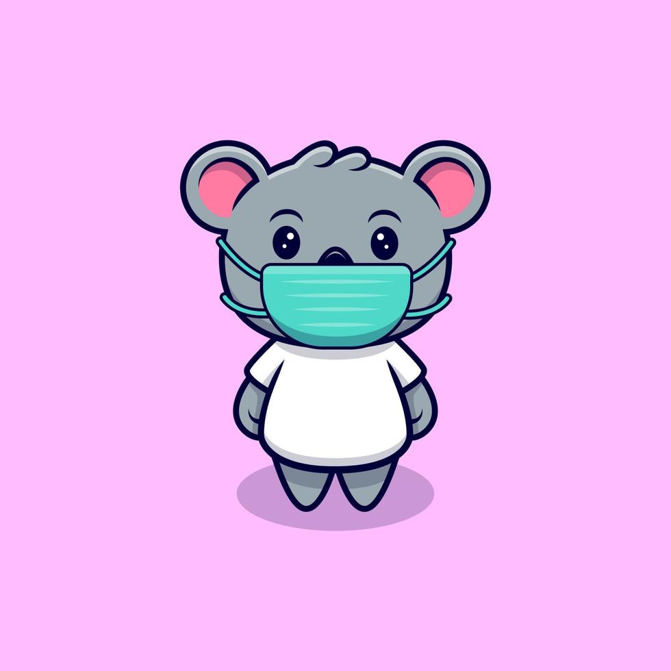 Süßer Koala mit Maske Maskottchen Cartoon-Vektor-Illustration. vektor