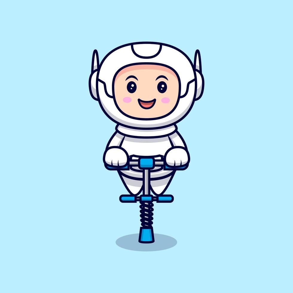 Süßer Astronaut bereit, Cartoon-Vektor-Symbol-Illustration zu springen. flacher Cartoon-Stil vektor