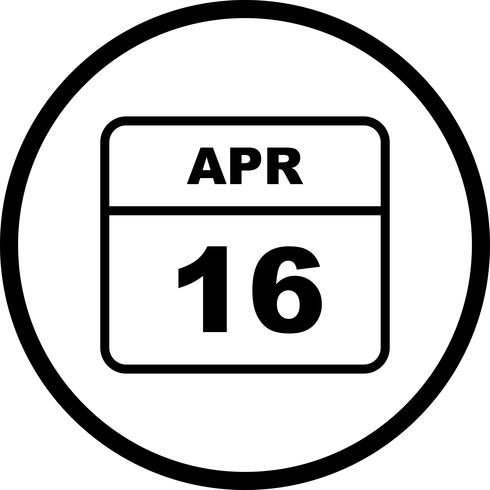 16 april Datum på en enkel dagskalender vektor