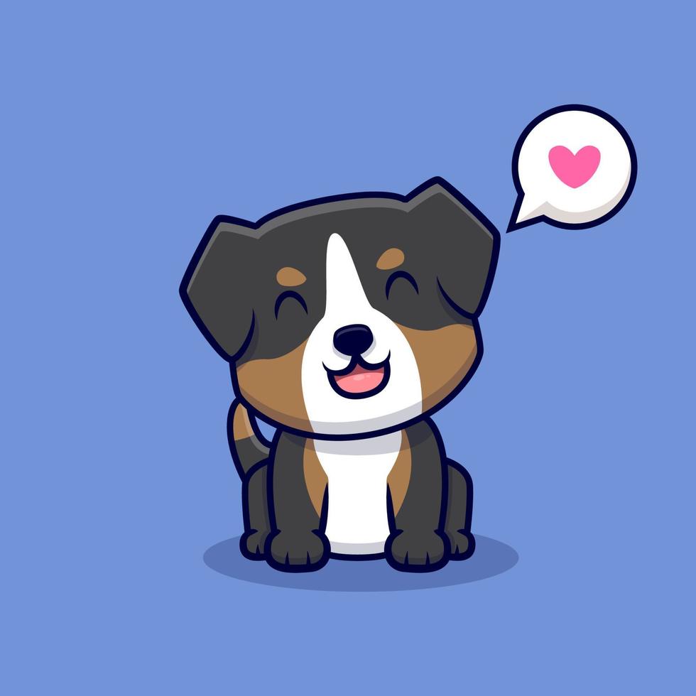süßer australischer schäferhund lächelnde karikaturikonenillustration vektor