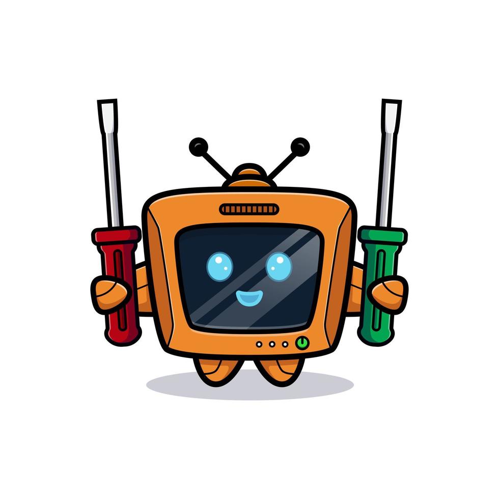 süßer Roboter mit Schraubenzieher, TV-Charakter-Version vektor