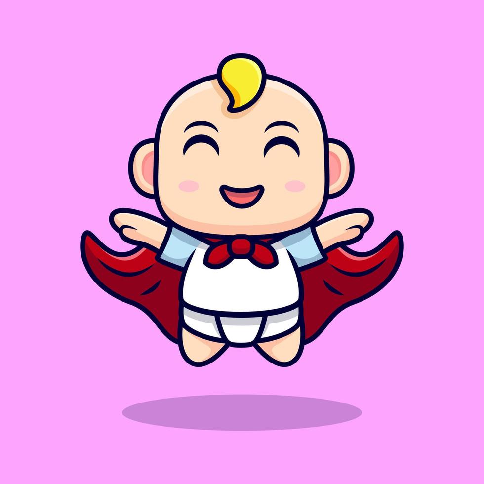 süßes Superbaby mit Mantel und Fliege. flache Symbolcharakterillustration vektor