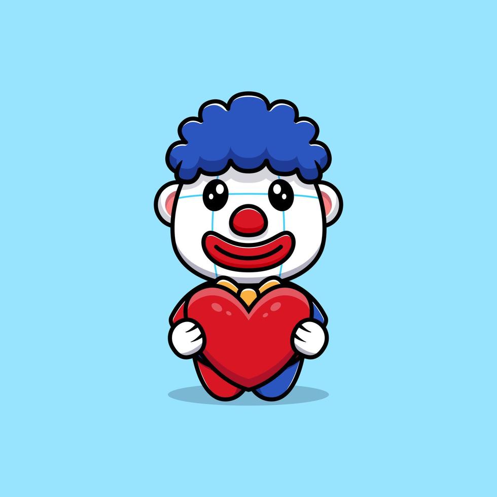 niedliche Clown-Maskottchen-Cartoon-Symbol. Kawaii-Maskottchen-Charakterillustration für Aufkleber, Poster, Animationen, Kinderbücher oder andere digitale und gedruckte Produkte vektor