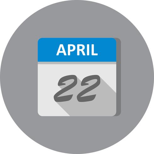 Datum des 22. April für einen Tagkalender vektor