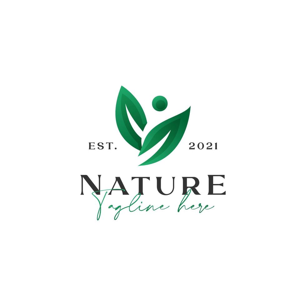 Blattblume grüner Farbverlauf Logo-Vorlage in weißem Hintergrund isoliert vektor