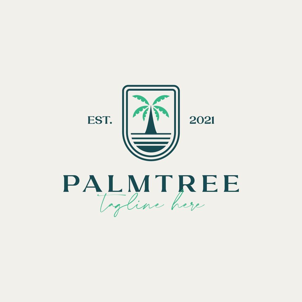 vintage badge palmträd logotyp mall vektor