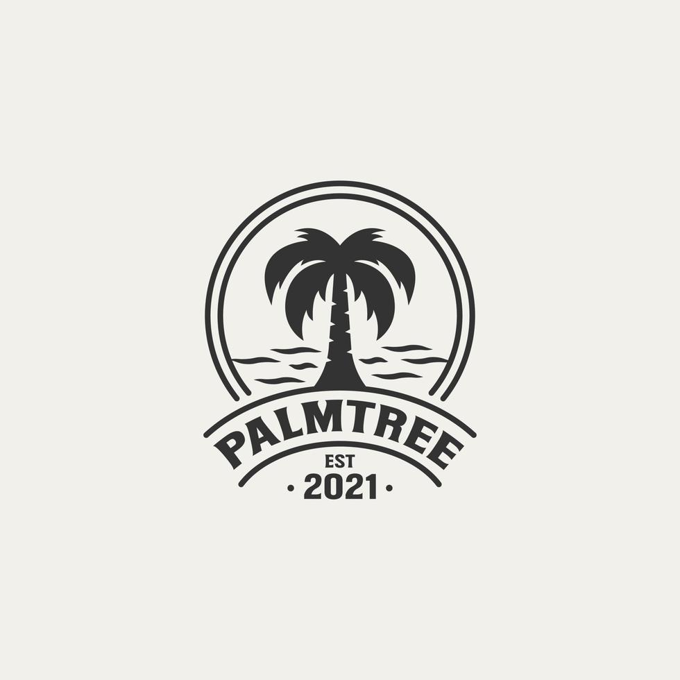 vintage badge palmträd logotyp mall vektor