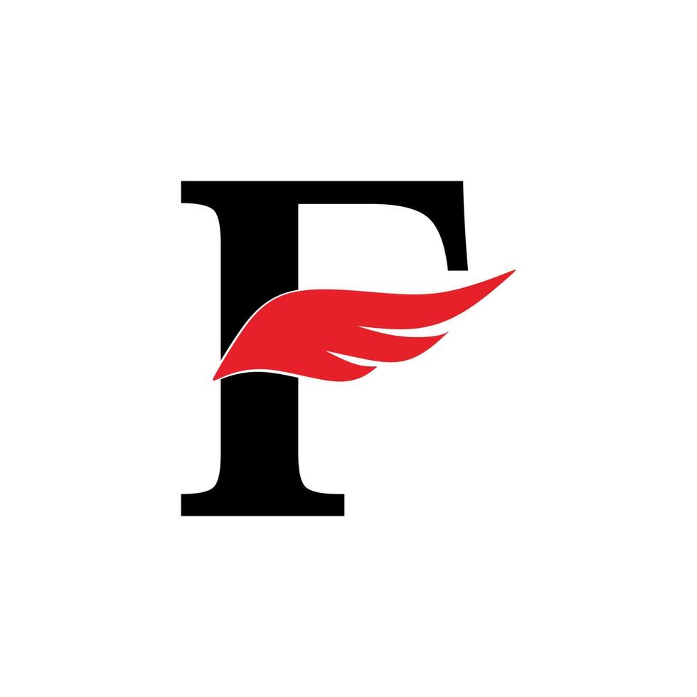 initial bokstav f logotyp och vingar symbol. vingar designelement, första bokstaven f logotyp ikon, initial logotyp mall vektor