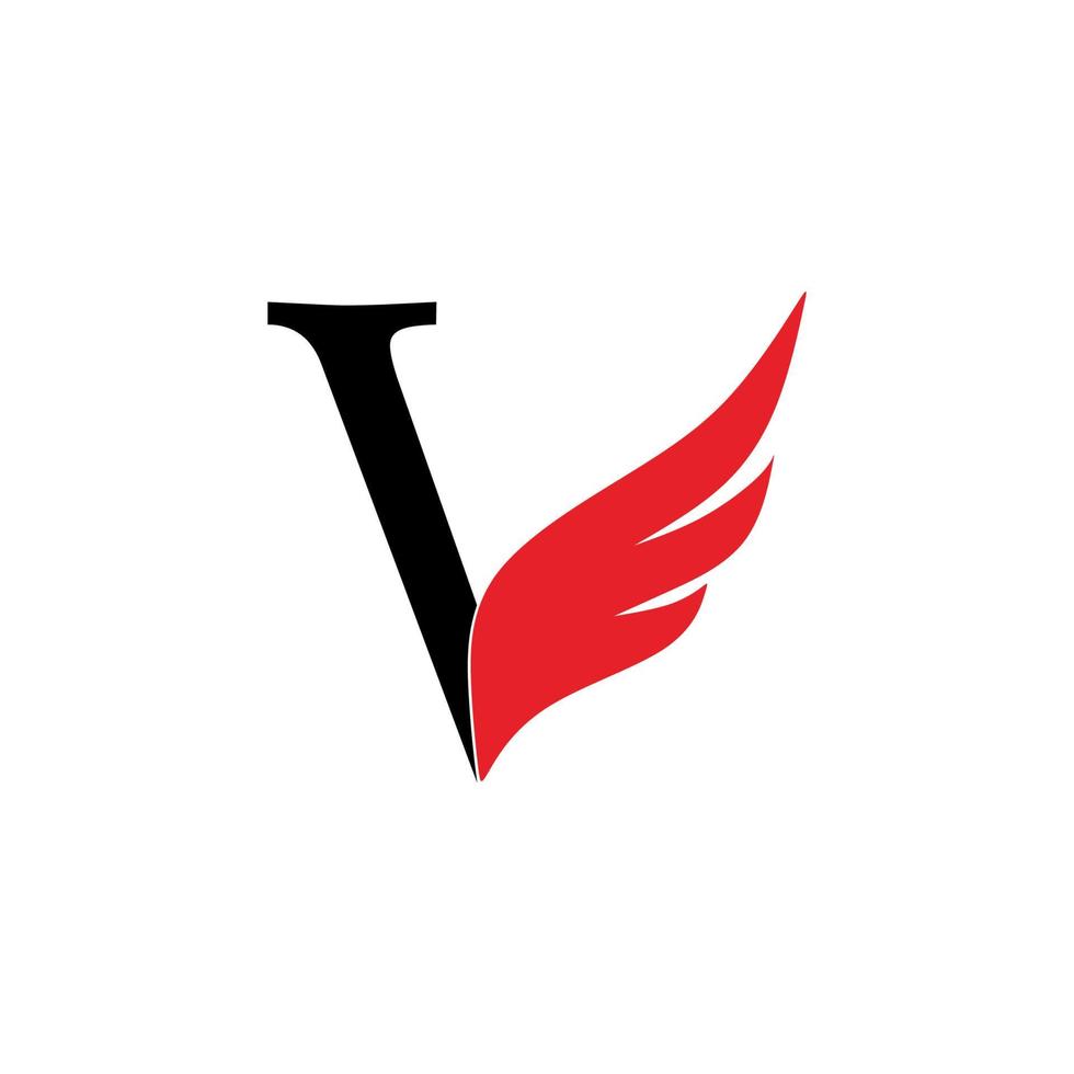 Anfangsbuchstabe V Logo und Flügelsymbol. Flügel-Design-Element, Anfangsbuchstabe V-Logo-Symbol, anfängliche Logo-Vorlage vektor