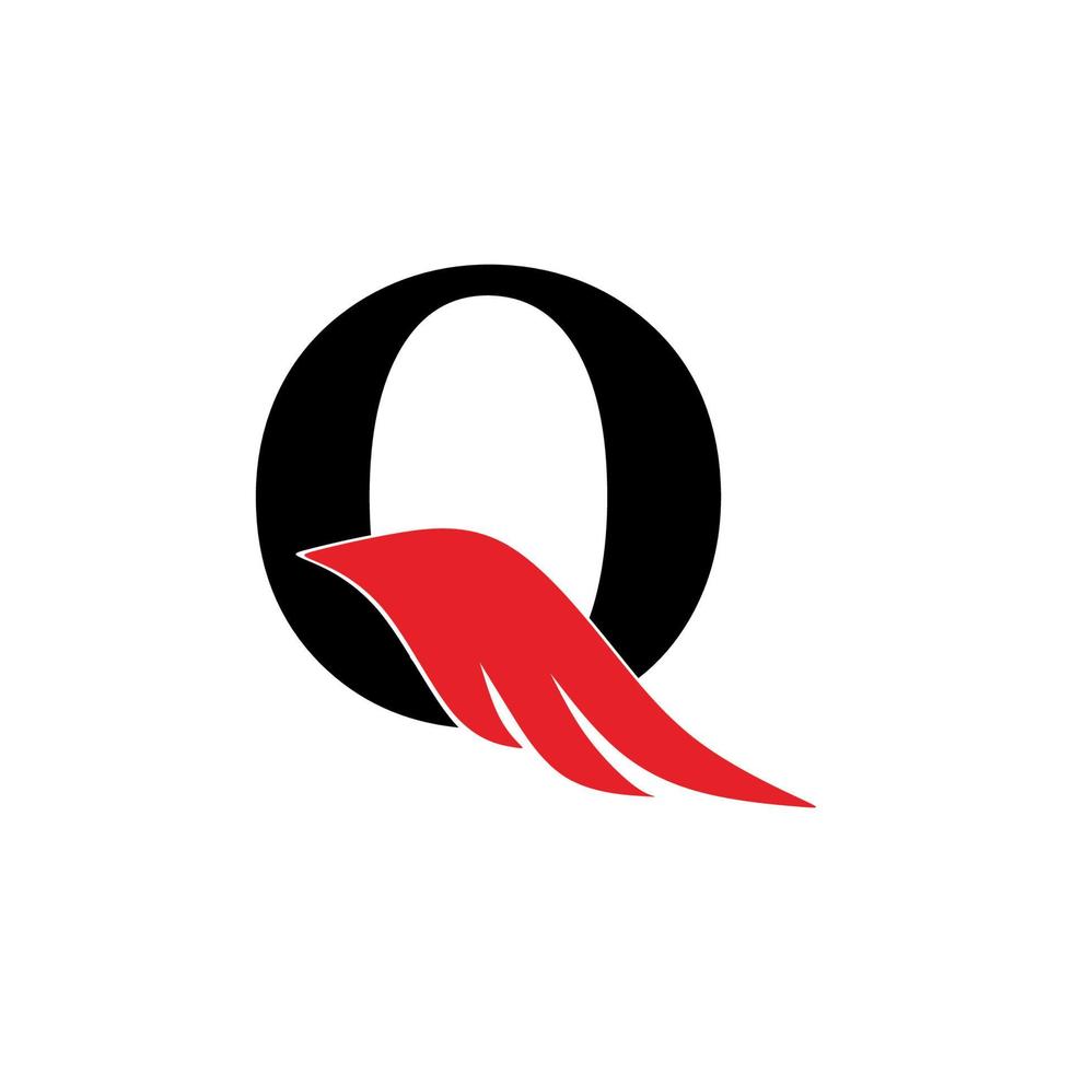 första bokstaven q logotyp och vingsymbol. wings designelement, första bokstaven q logotyp ikon, initial logotyp mall vektor