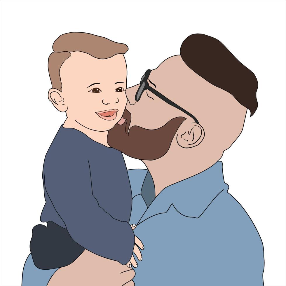 Vater und Sohn digitale Illustration für den Vatertag. vektor