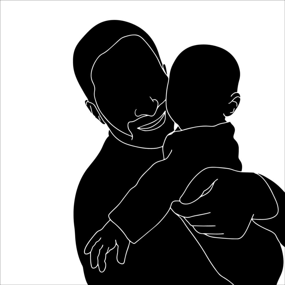 Vater und Kind handgezeichnete Vektor-Illustration. vektor