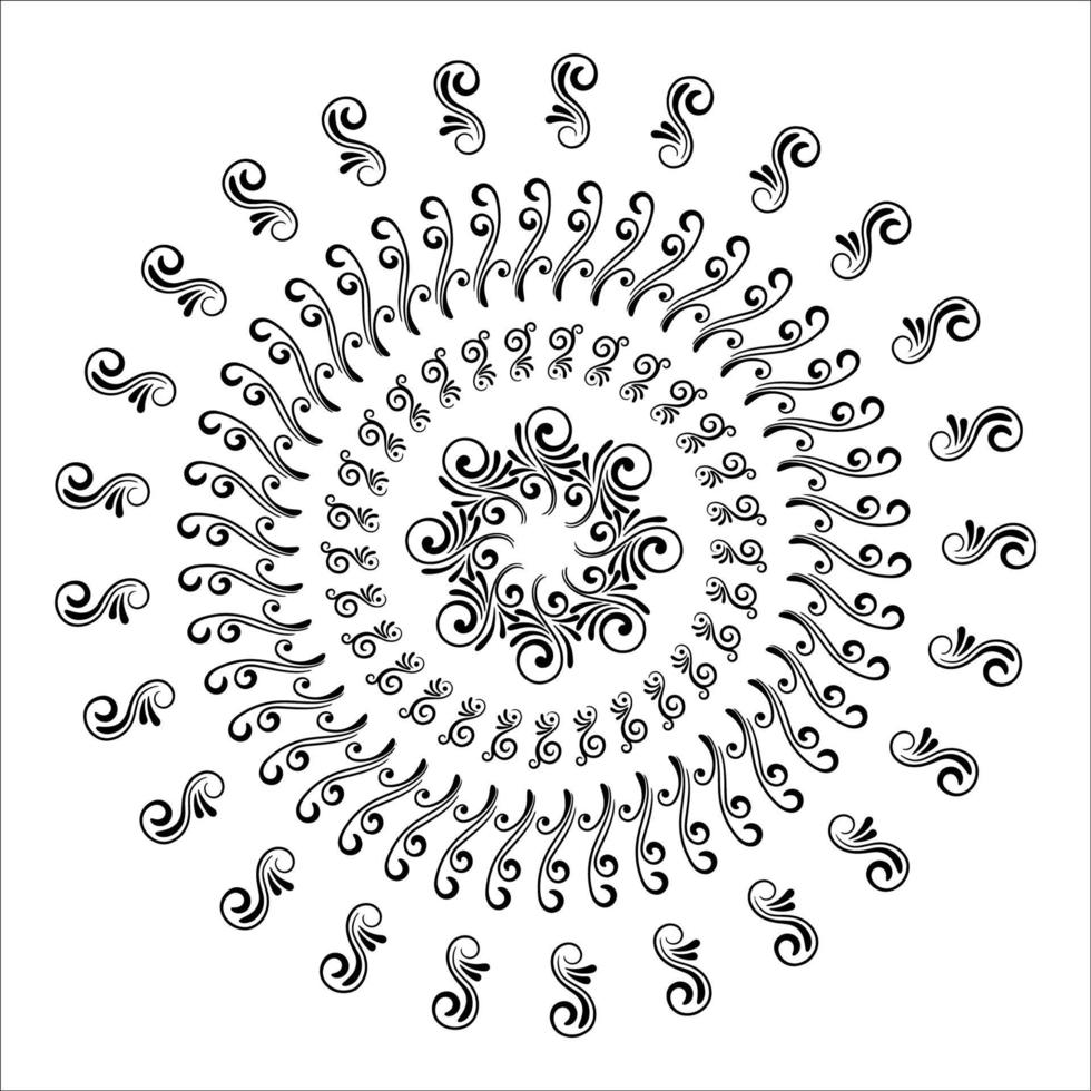 dekorativa runda mönster handritad vektorillustration. vektor