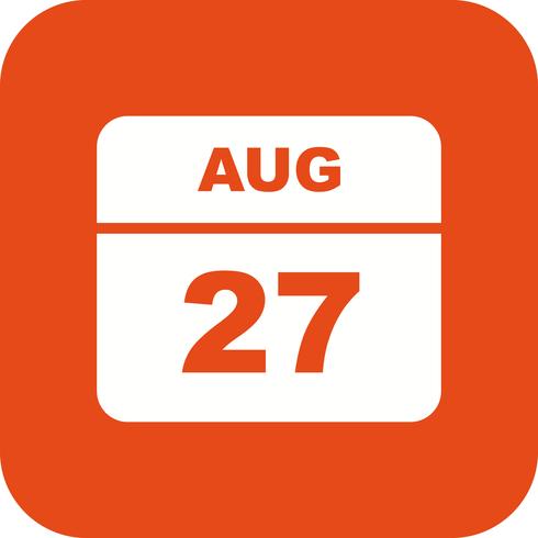 27. August Datum an einem Tageskalender vektor