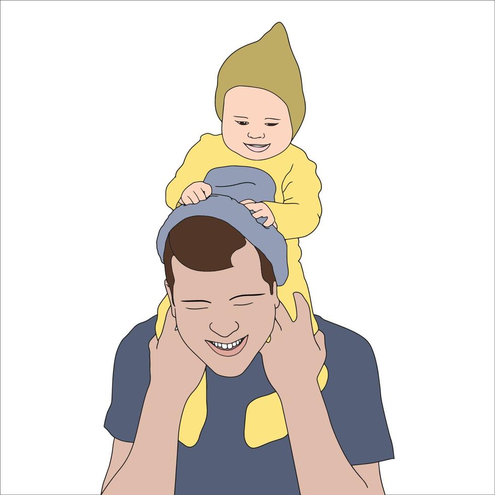 Vater und Sohn digitale Illustration für den Vatertag. vektor