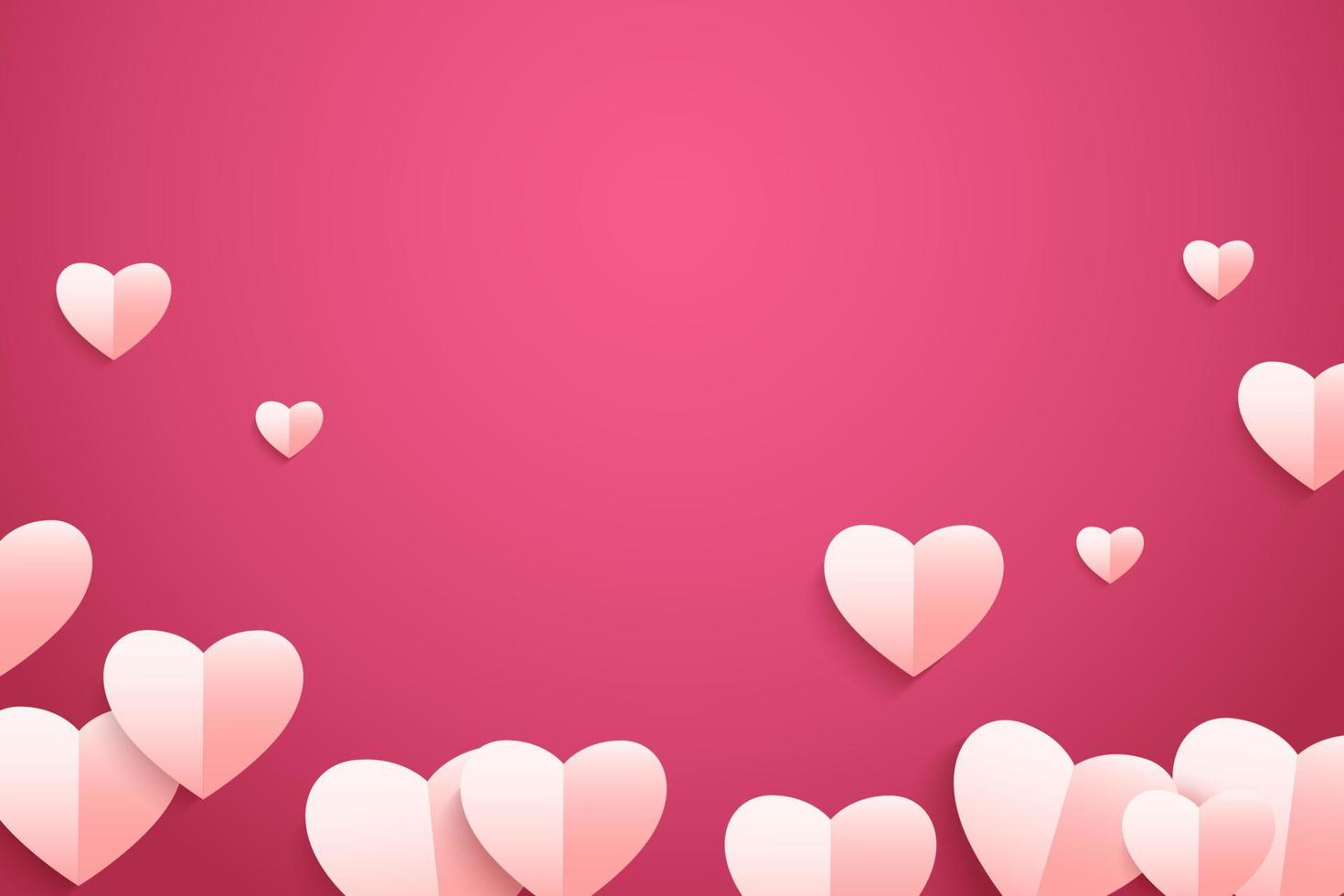 Valentinstag Hintergrund. Illustration des Papierherzens, das auf rosa Hintergrund fliegt vektor