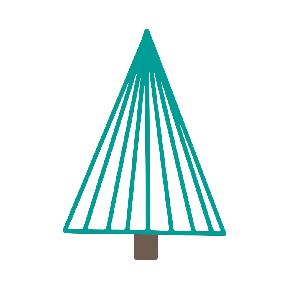 Vektor handgezeichnete Weihnachtsbaum isoliert auf weißem Hintergrund-Symbol. abstrakter Doodle-Zeichnungswald. dekorativer Vintage-Tannenbaum für saisonales Design, Grußkarte. Fichte mit Neujahrsgirlande kritzeln