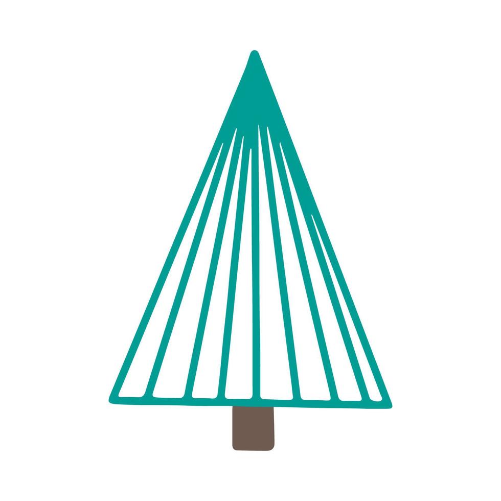 vektor handritad julgran isolerad på vit bakgrund ikon. abstrakt doodle ritning trä. dekorativ vintage gran för säsongsbetonad design, gratulationskort. kladdgran med nyårsgirlang