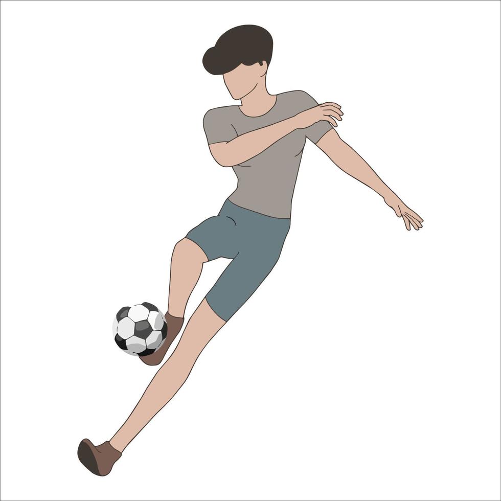 enkel tecknad serie av män som spelar fotboll illustrerad på vit bakgrund. vektor