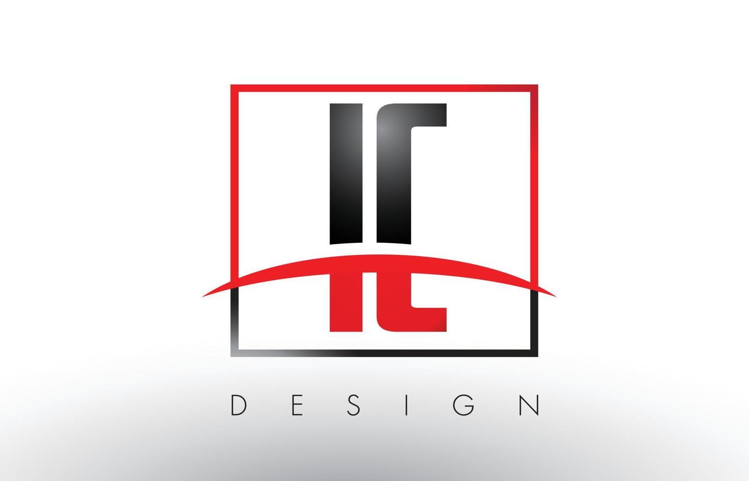 ic ic Logobuchstaben mit roten und schwarzen Farben und Swoosh. vektor