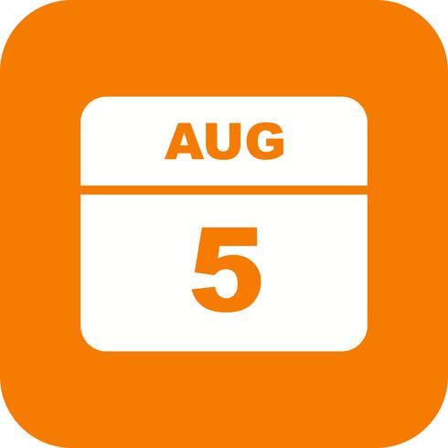 5 augusti Datum på en dagskalender vektor