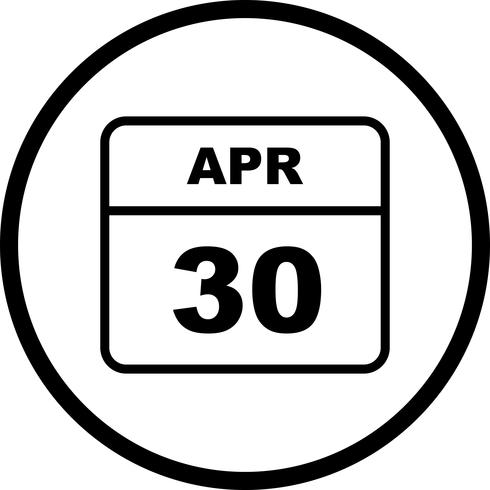 30. April Datum an einem Tageskalender vektor