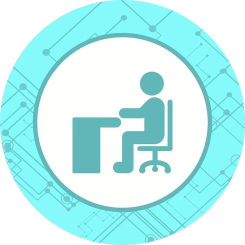Sitzen auf Schreibtisch-Ikonendesign vektor