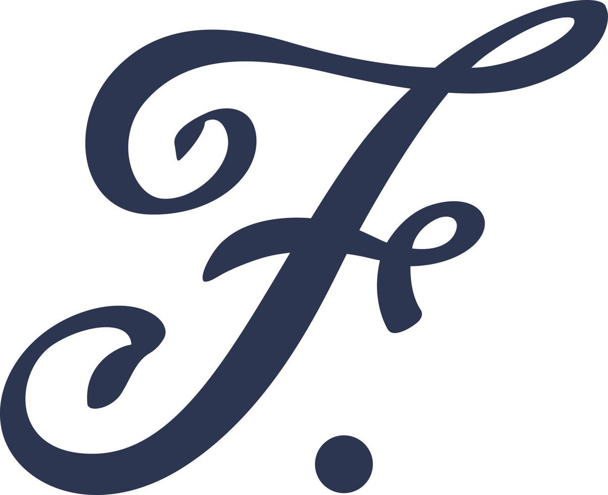 logotypen för bokstaven f. vektor platt ikon. vektorbild isolerad på vit bakgrund. kalligrafi, ett monogram av ett brev. logotyp för företaget. handskrivet brev. text.