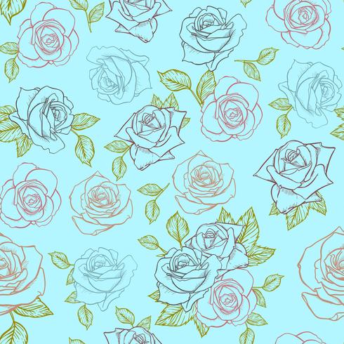 blomma ros sömlösa mönster, vektor blommig ros sömlösa mönster, blomma bakgrund
