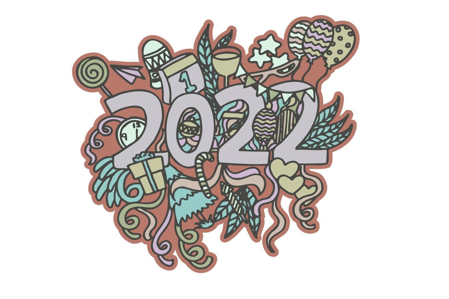gott nytt år 2022 abstrakta doodles vektor