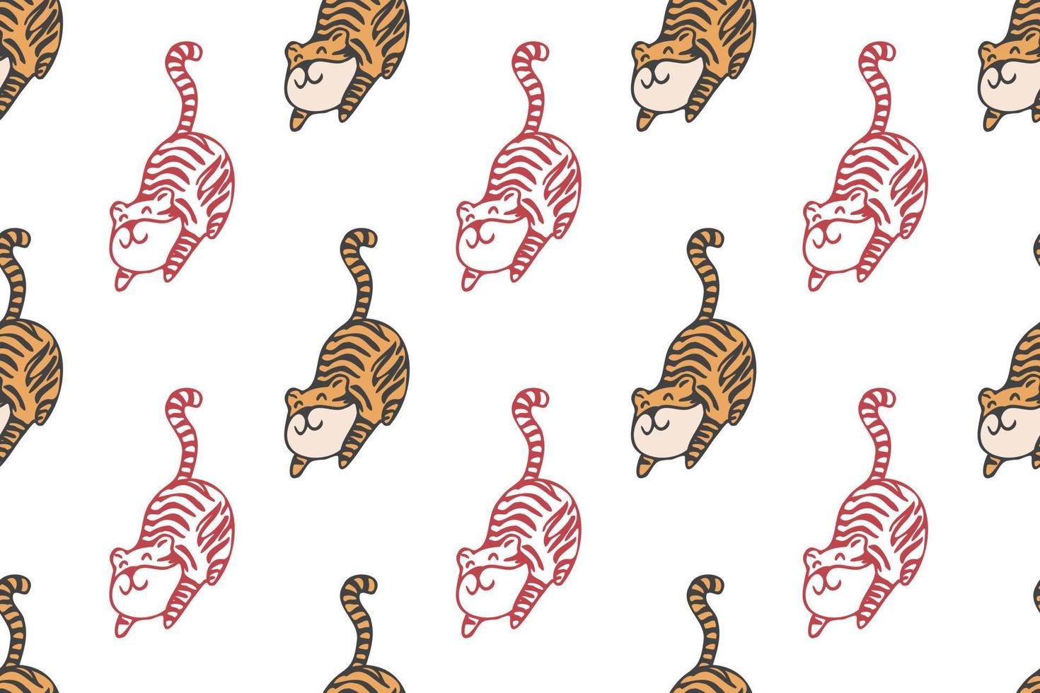 söt tiger seamless mönster tecknad vektor