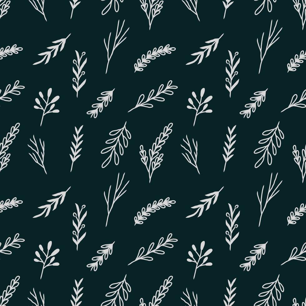 hand ritning sömlösa mönster botaniska grönska blad vektor