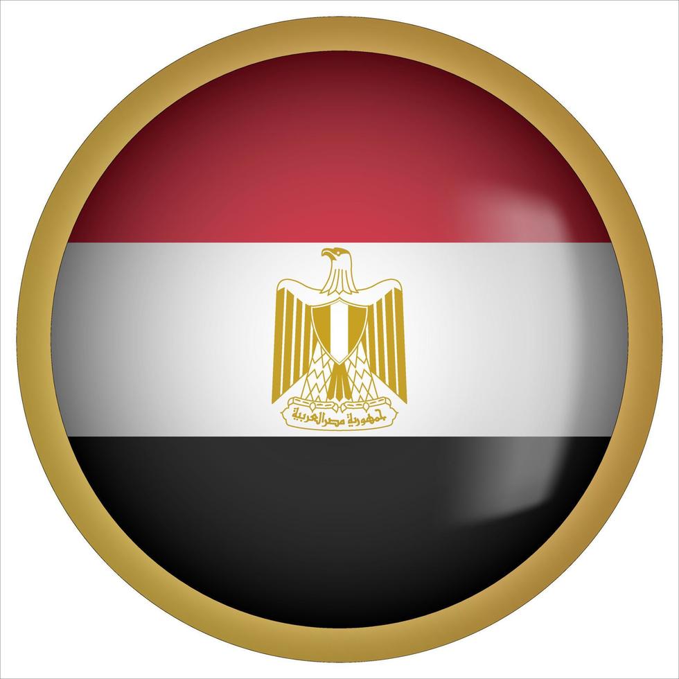 Ägypten 3D abgerundetes Flaggensymbol mit goldenem Rahmen vektor