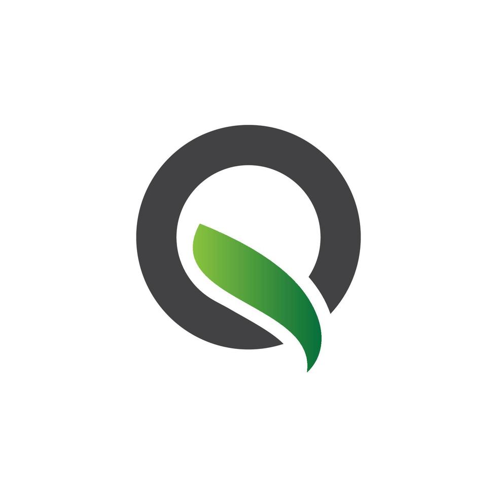 bokstaven q alfabetet naturliga gröna ikoner blad logotyp vektor