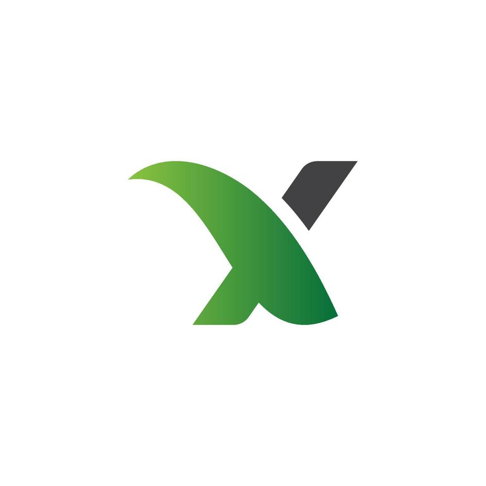 Buchstabe x Alphabet natürliche grüne Symbole Blattlogo vektor