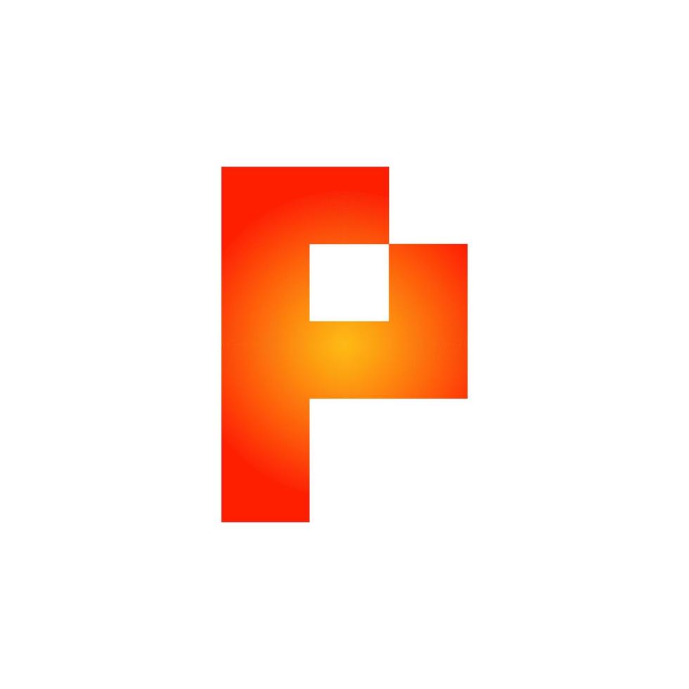 Buchstabe p anfängliche abstrakte Pixelmedien-Unternehmenslogo-Design-Grafikelementschablone vektor