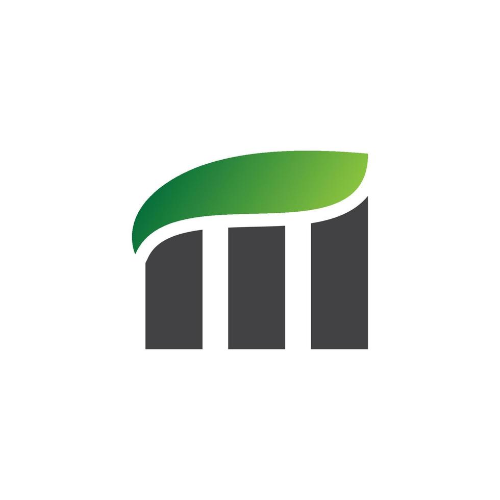 bokstaven m alfabetet naturliga gröna ikoner blad logotyp vektor