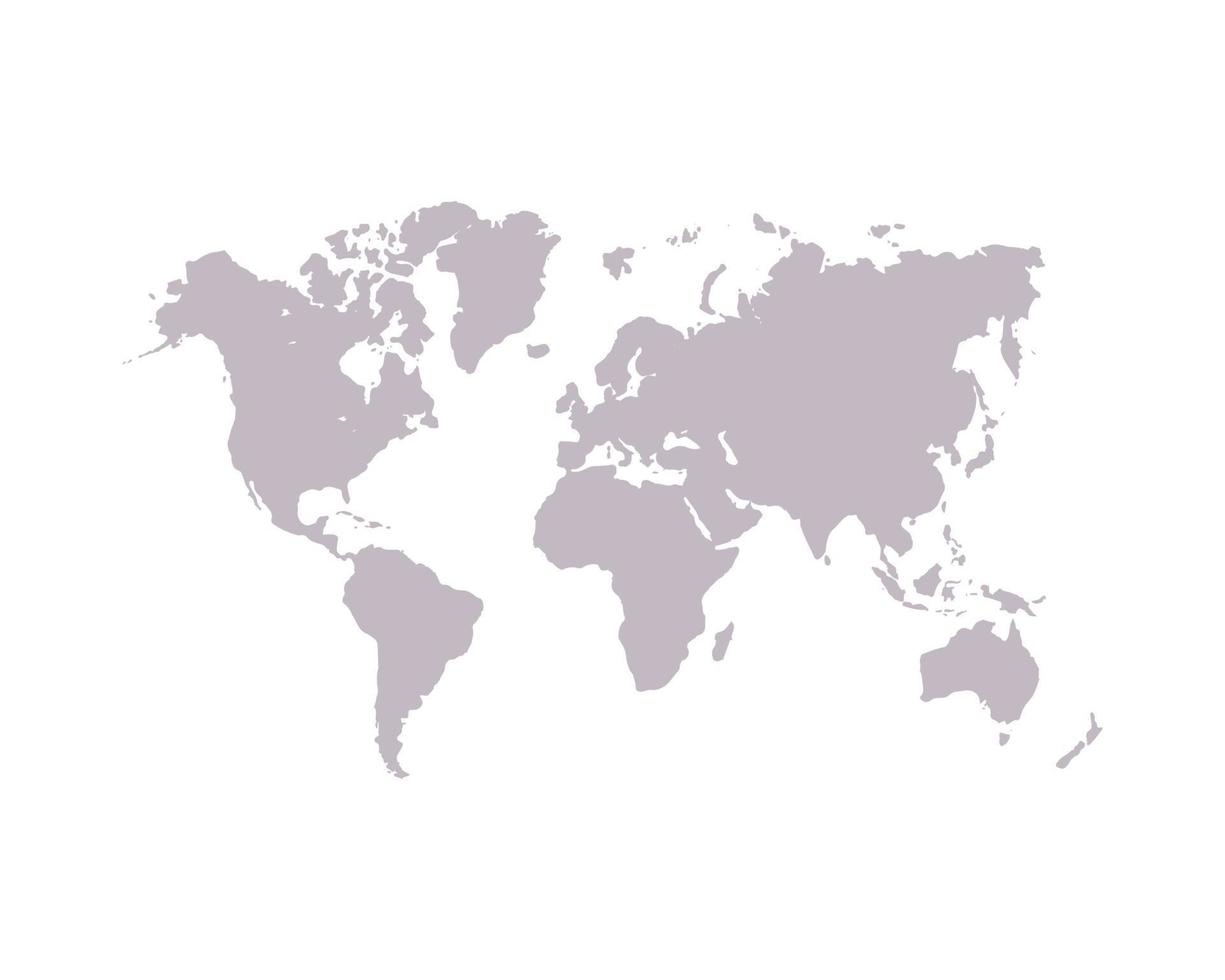 världskarta vektor, isolerad på vit bakgrund. platt jord, grå kartmall för webbplatsmönster, årsrapport, inphographics. världen liknande världskarta ikon. resa över hela världen, kart siluett bakgrund. vektor