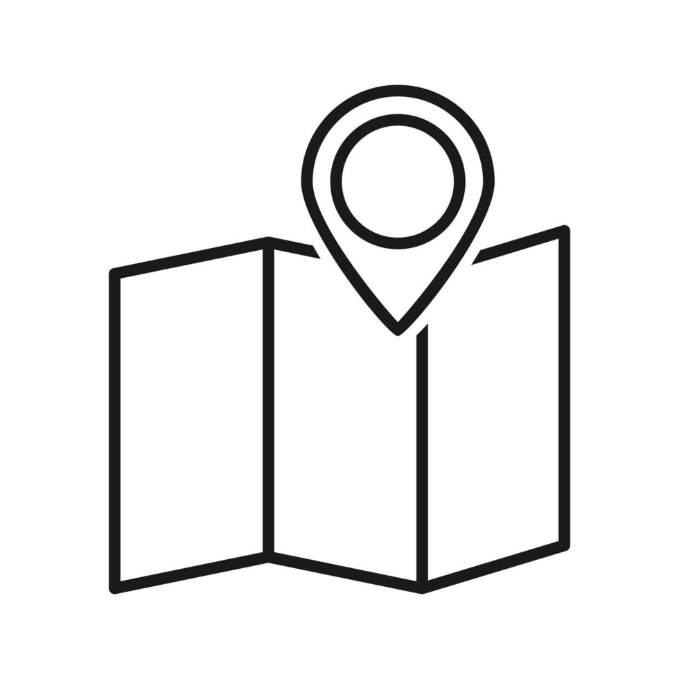 Karten- und Stecknadelsymbol - Ort der Fahrtrichtung auf der Karte, markiert mit Zeigersymbol, flachem Kartenziel und Stecknadelsymbol Vektor-Illustrator-Farbe editierbar vektor