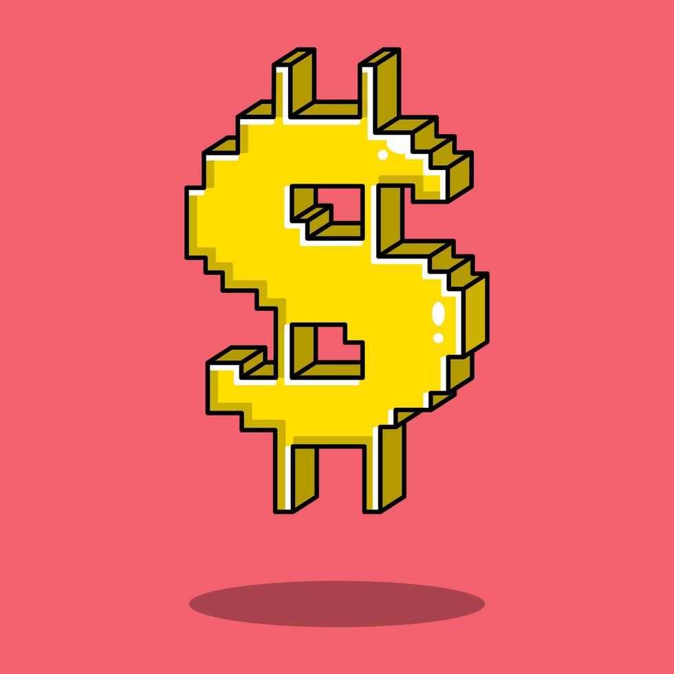 einfache Dollar-2D-Vektorillustration, Geldillustration vektor